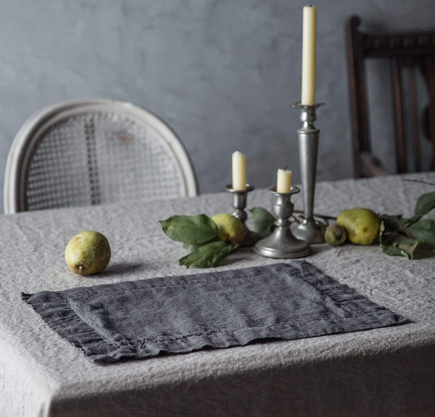 Rough Linen | Orkney Linen Placemat | Charcoal Rough Linen | Orkney Linen Placemat | Charcoal