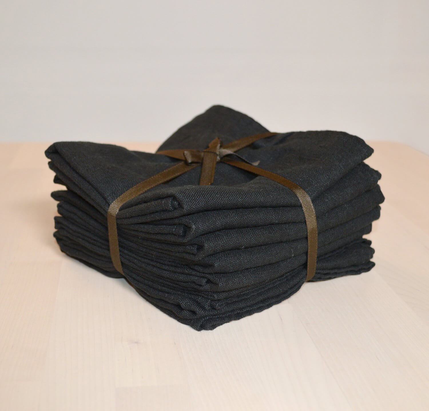 Black Linen Tea Towels. Linen Kitchen Towels With Loop for Hanging.  Handmade Linen Dish Towels. Eco-friendly Minimalist Kitchen Decor Ideas. 