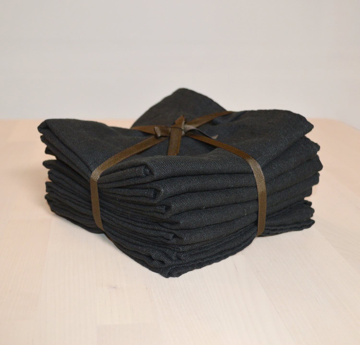 Linen Towels, Set of three Dark Grey Kitchen towels - Linenbee