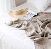 white and natural flax linen summer bedding - summer cover light summer weight blanket