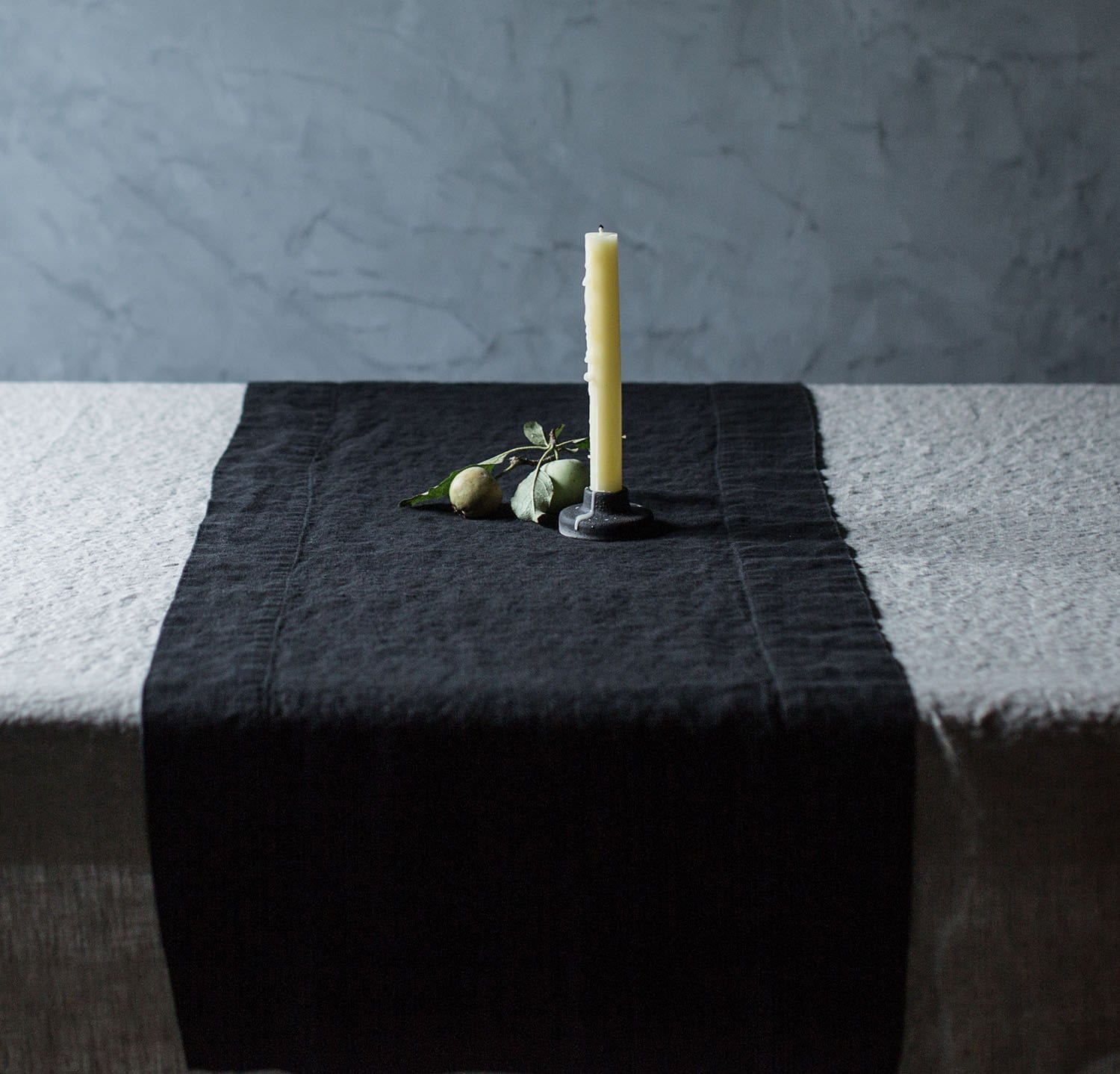 black linen table runner, all-natural, quality table linens