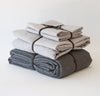 Flax linen summer bed set, 100% linen sheets and summer cover - light linen blanket, dark charcoal gray light grey bedding