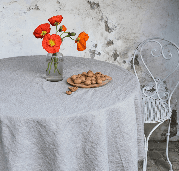 Orkney Linen Round 92" Tablecloth in natural color