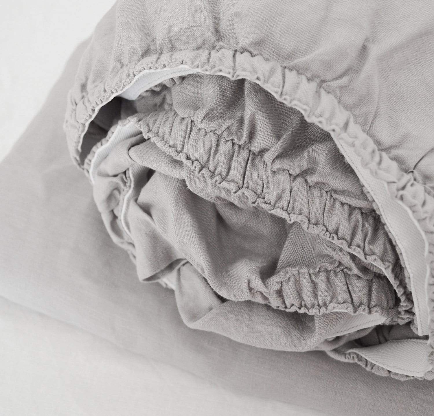 Rough Linen | Cal King Smooth Linen Fitted Sheet | Pure White