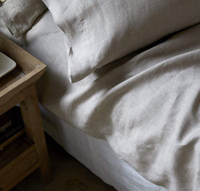 Rough Linen | Cal King Smooth Linen Fitted Sheet | Pure White