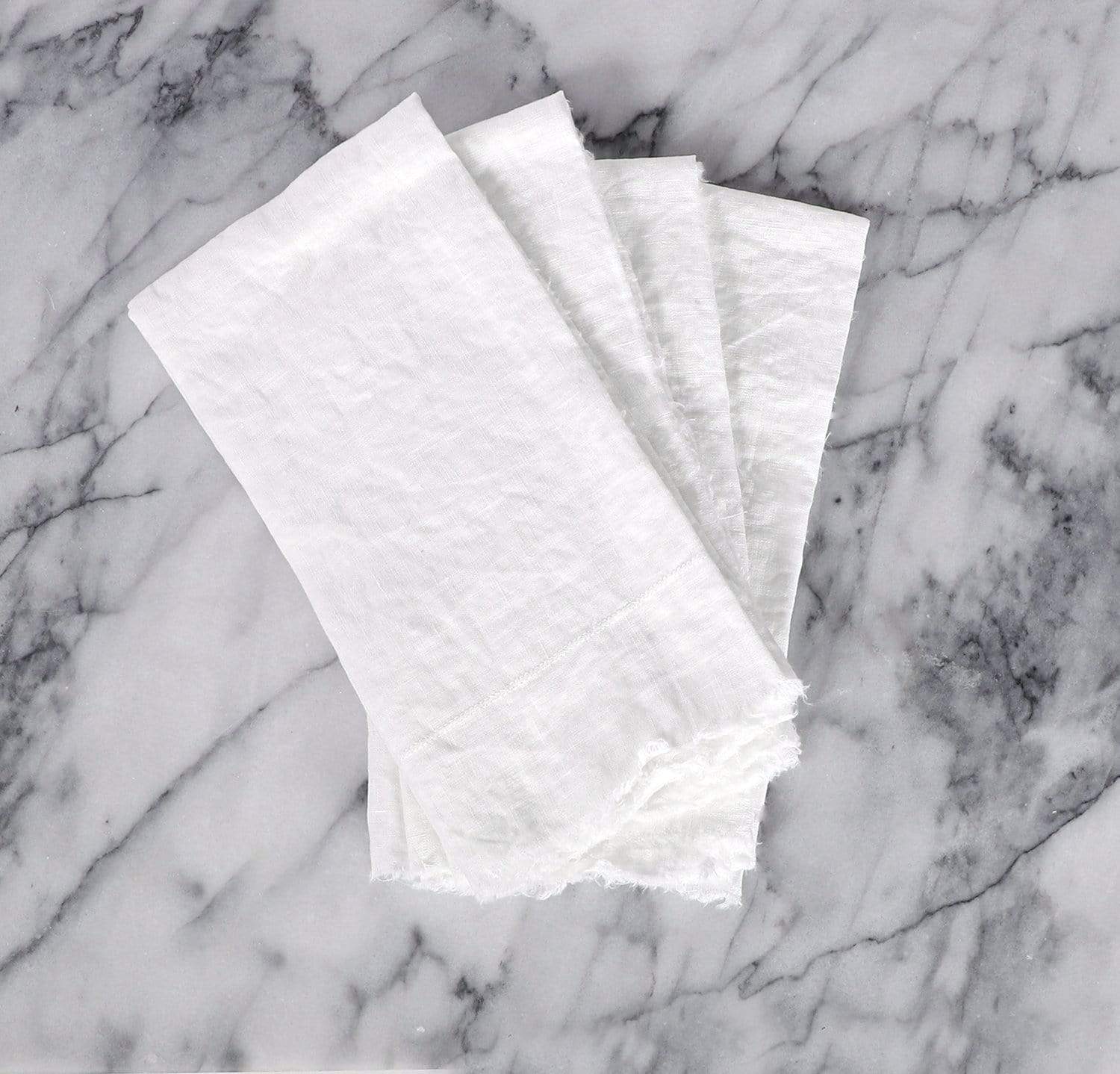 Raw Edge Smooth Linen Napkin Set (Choose 4 or 6) - Rough Linen