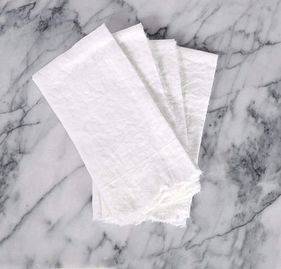 Raw Edge Smooth Linen Napkin Set (Choose 4 or 6)