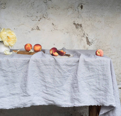 Raw Edge Smooth Linen Tablecloth