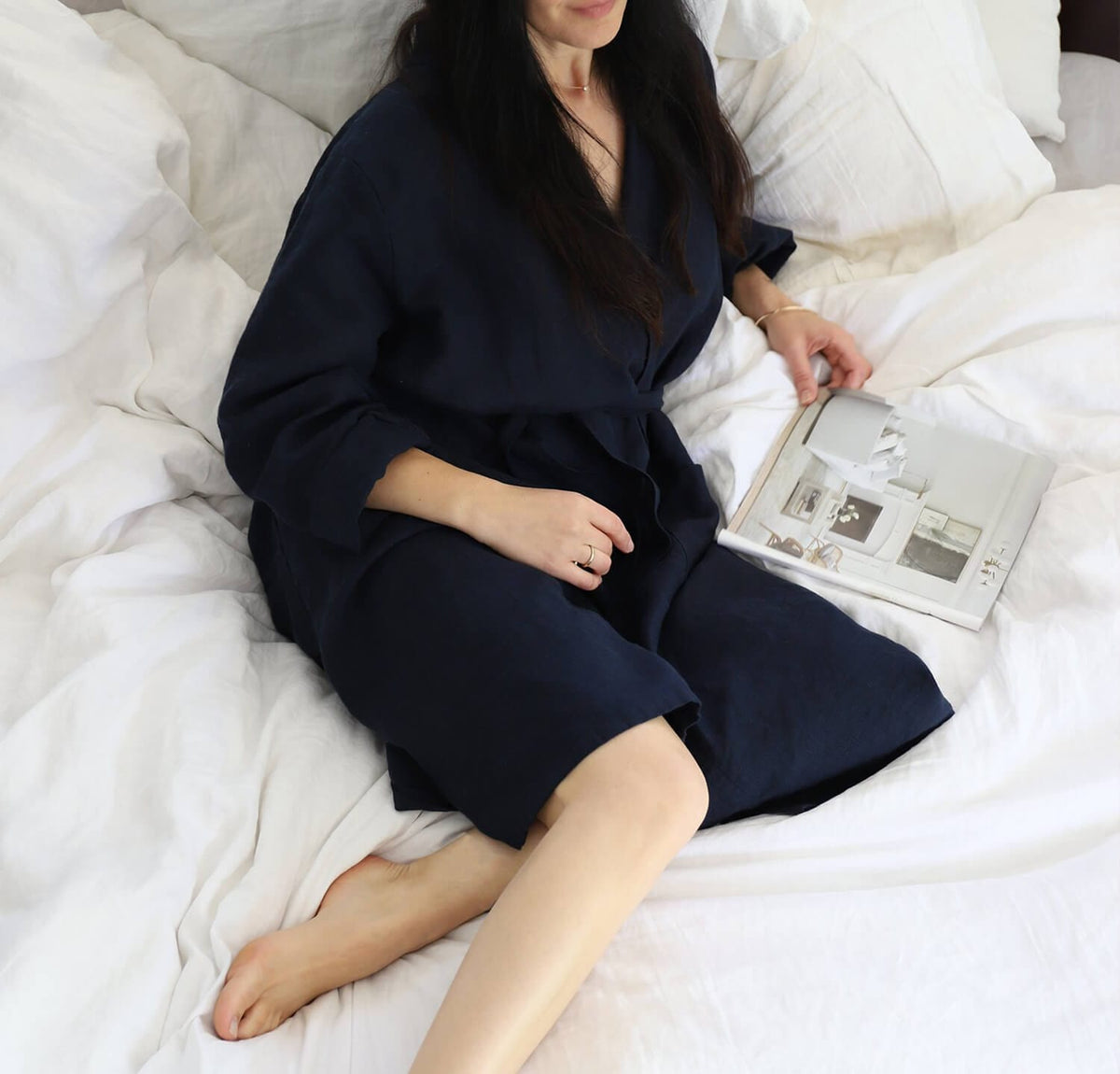 Lino Rio Robe Short Cobalt Blue Linen main image 0